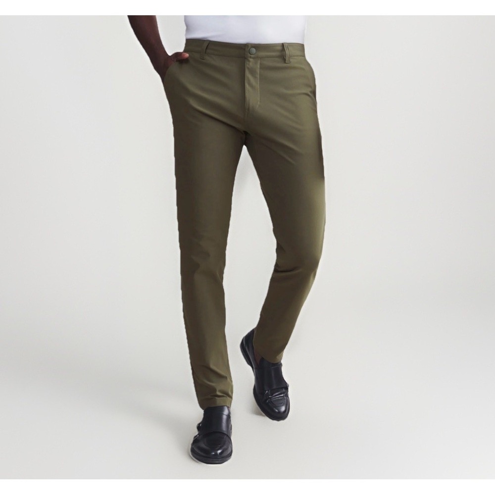 Rhone Commuter Slim Pant Men's Sz 28 Lichen Green Flex-Knit Performance Trousers